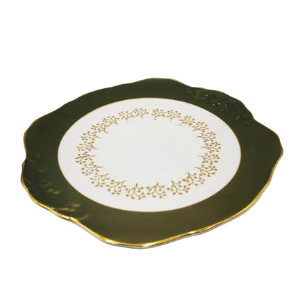 Royal Sutherland Dark Green and Gilt China Cake Plate