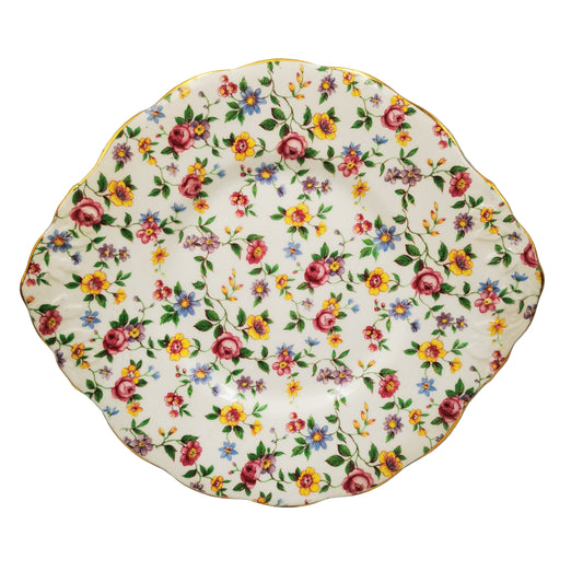 Salisbury Floral Chintz China Cake Plate
