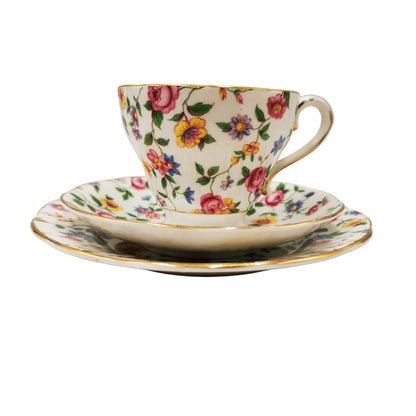 Salisbury Floral Chintz China Teacup Saucer & Side Plate 3445