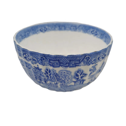 Samuel Radford Blue and White Willow Porcelain China Large Sugar Bowl