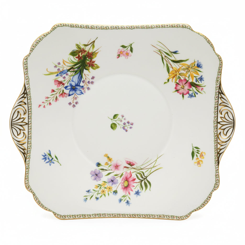 Shelley Wild Flowers 13686 Floral China Cake Plate