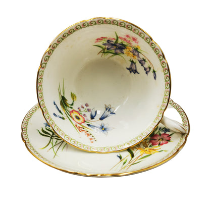 Shelley Wild Flowers 13686 Floral China Teacup Saucer and Side Plate