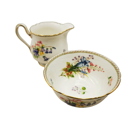 Shelley Wild Flowers 13686 Floral China Milk Jug and Sugar Bowl