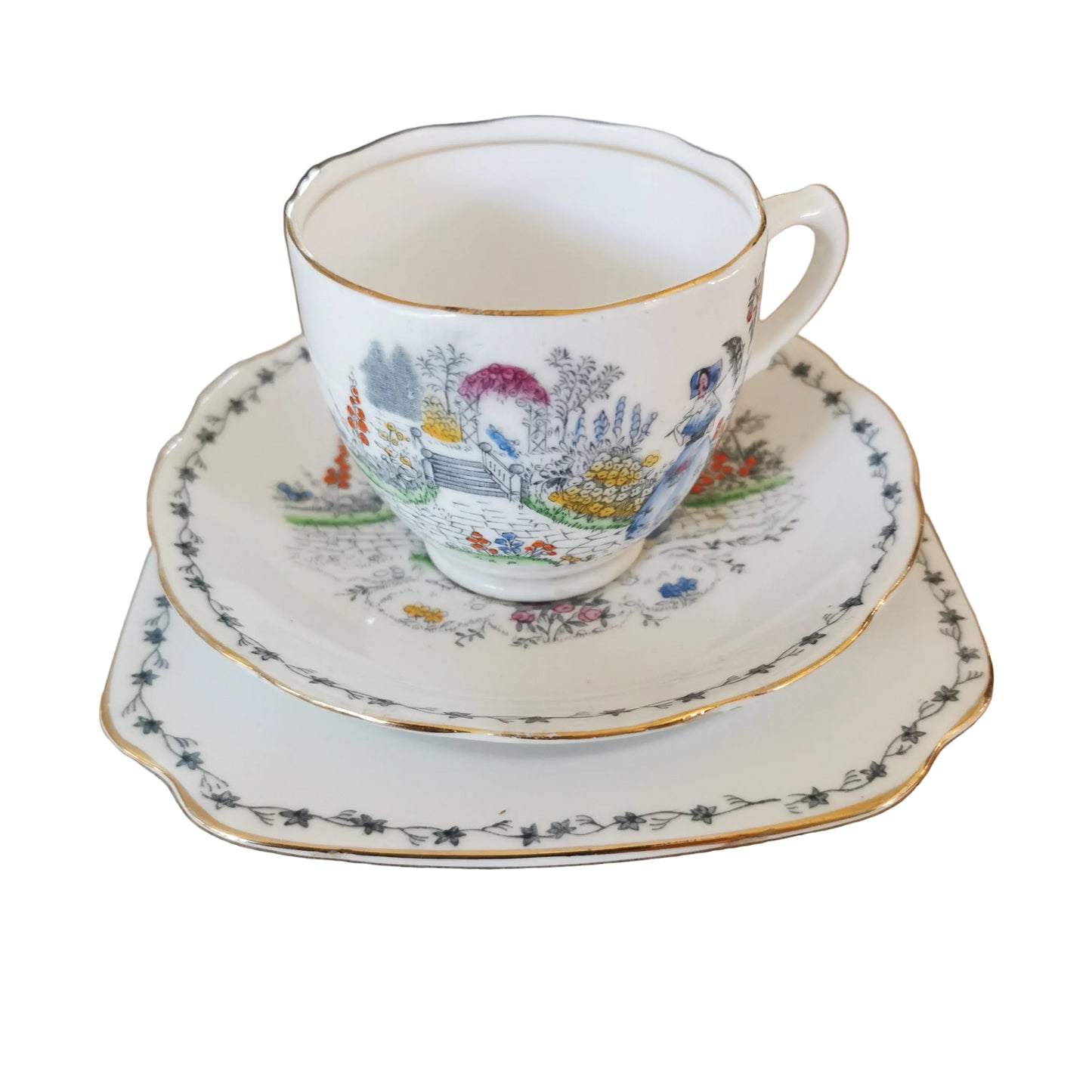 Shore and Coggins Bell China 2544 Crinoline Lady Teacup Trio