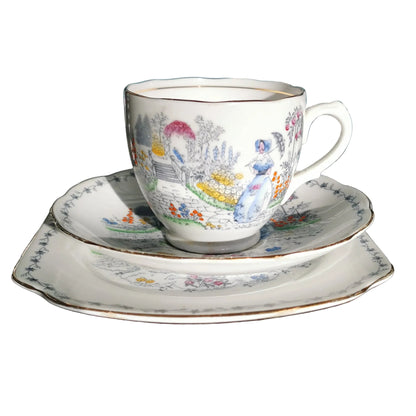 Shore-and-Coggins-Bell-China-2544-Crinoline-Lady-Teacup-Trio