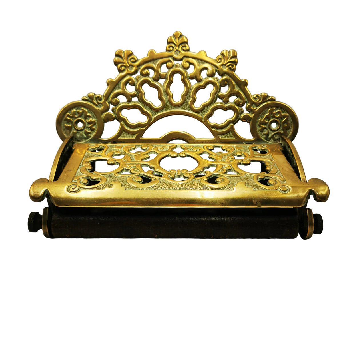 Solid Brass Kitchen Roll Holder Vintage Italian Cast Brass