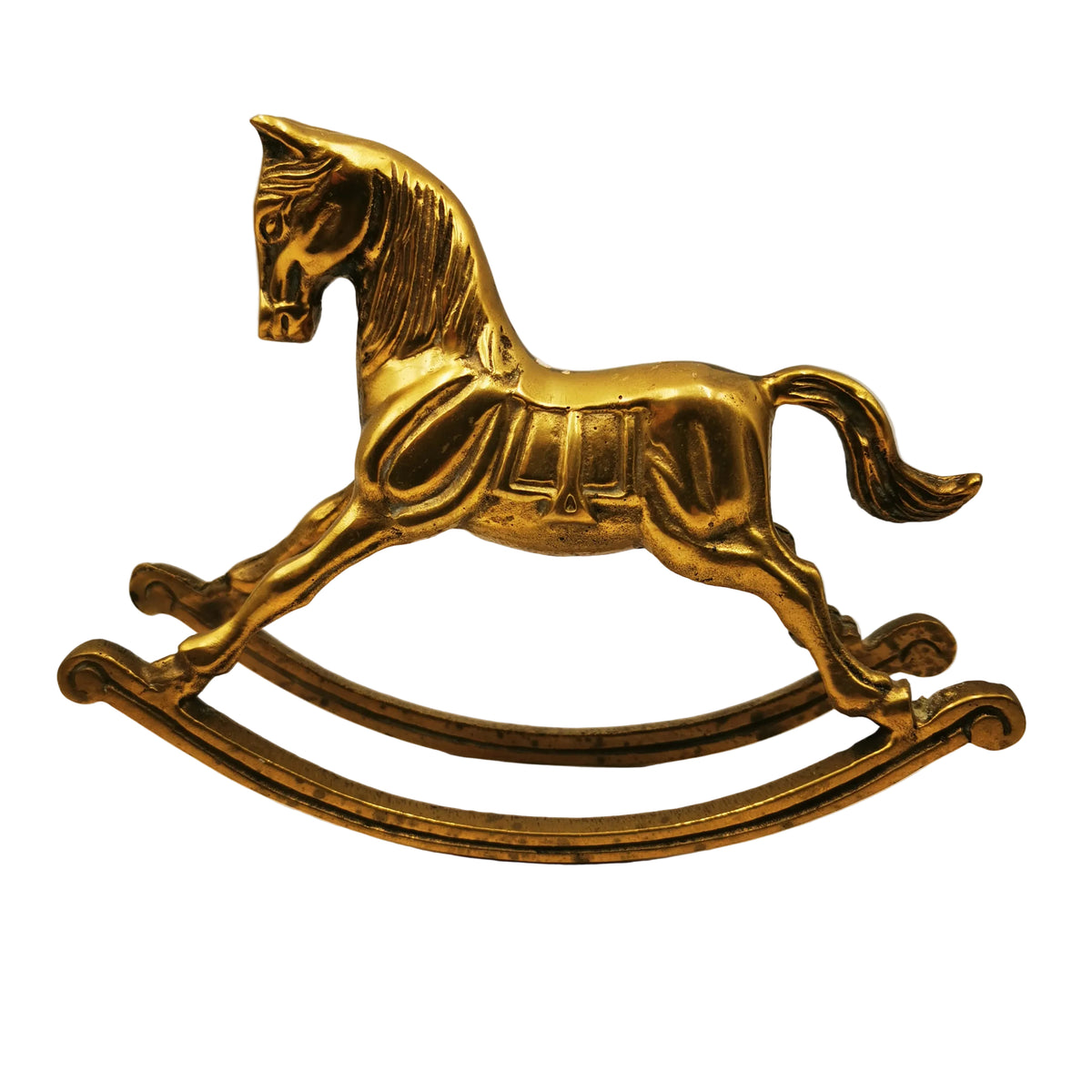Solid Brass Rocking Horse Vintage English Cast Brass