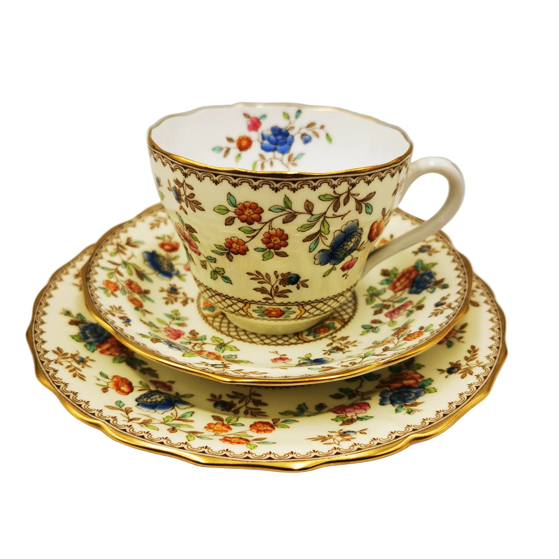 Spode Audley Y6377 China Teacup Saucer and Side Plate Trio