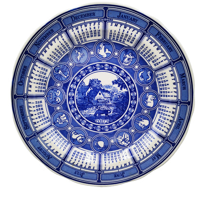 Spode Blue Room Blue and White China Calender Dinner Plate 2002