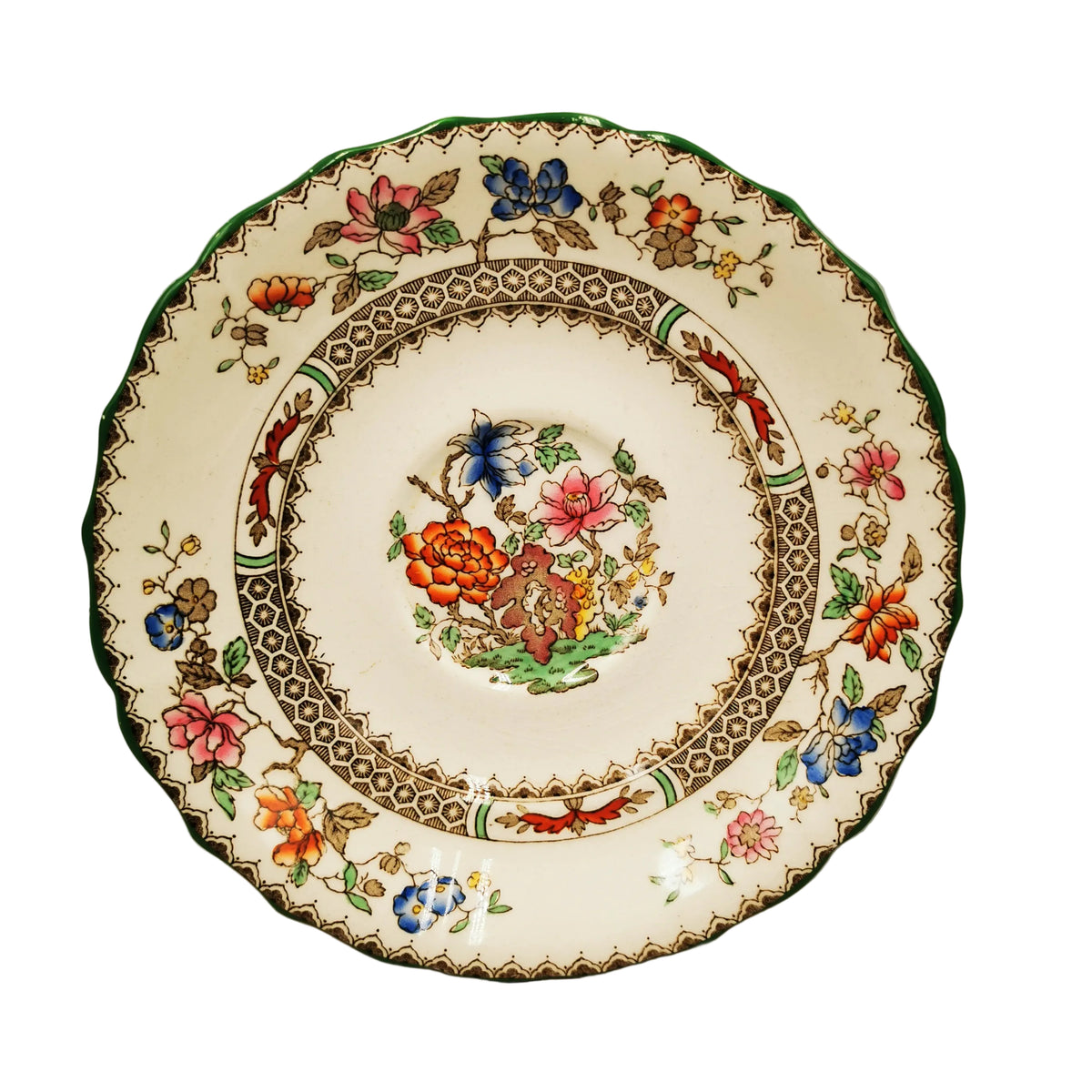 Spode Chinese Rose Green 6.5-inch Rim Saucer 1953