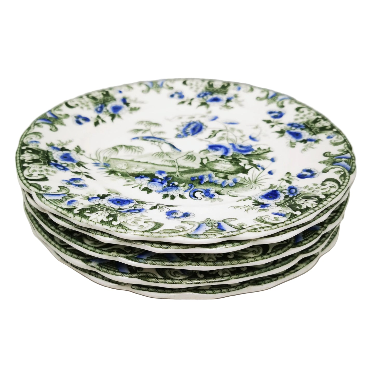 Spode-Felspar-Green-and-Blue-Georgian-China-Dessert-Plate