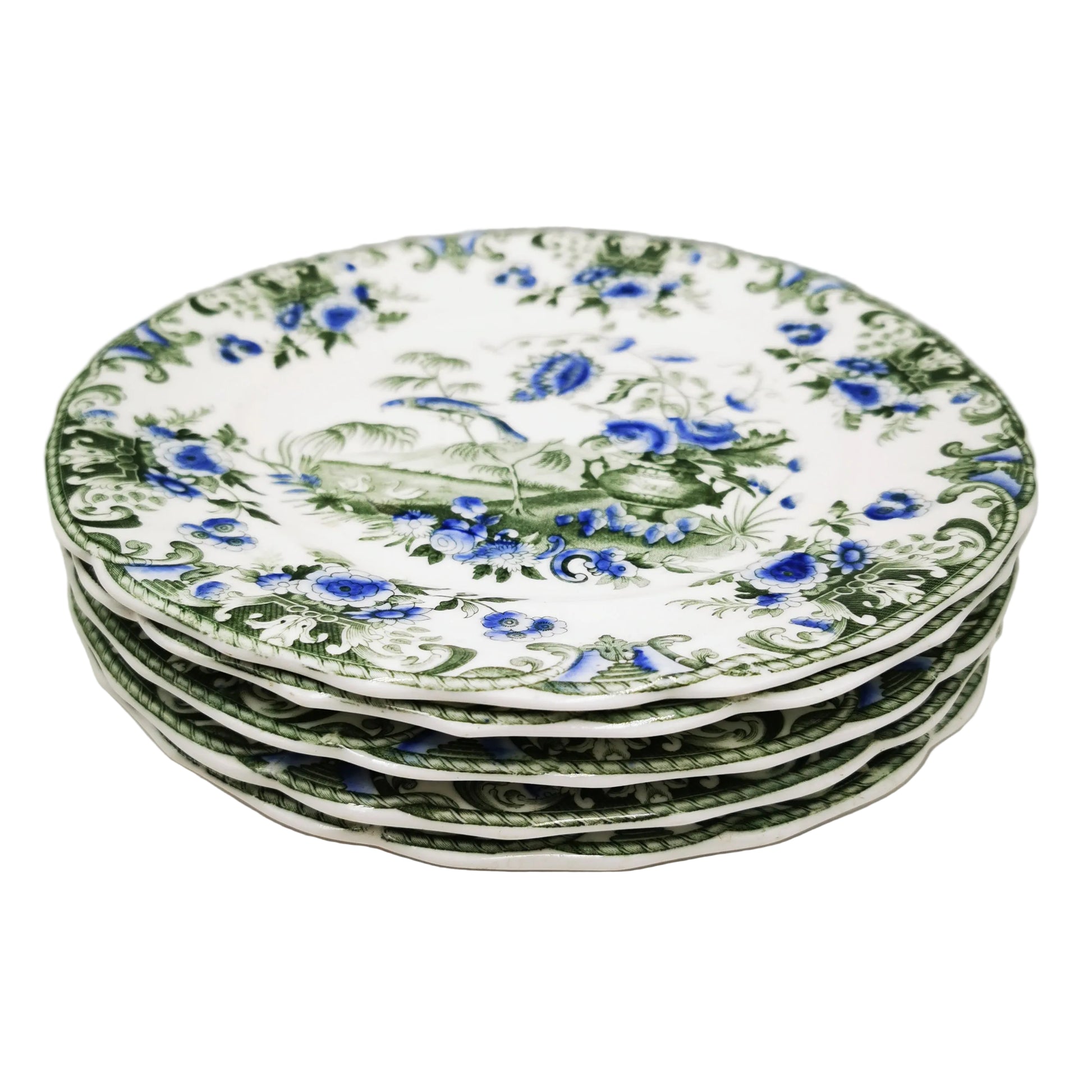 Spode-Felspar-Green-and-Blue-Georgian-China-Dessert-Plate