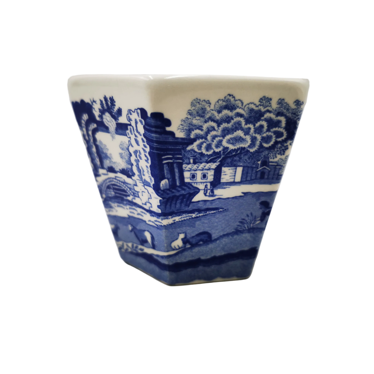 Spode Italian Blue and White China hexagonal Pot