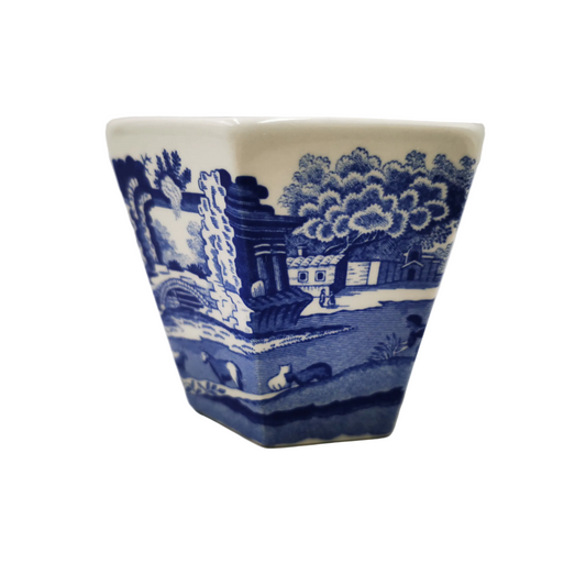 Spode Italian Blue and White China hexagonal Pot