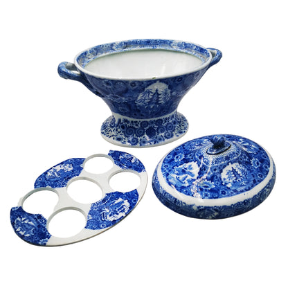 Antique-Spode-Net-Pattern-Blue-and-White-Egg-Stand