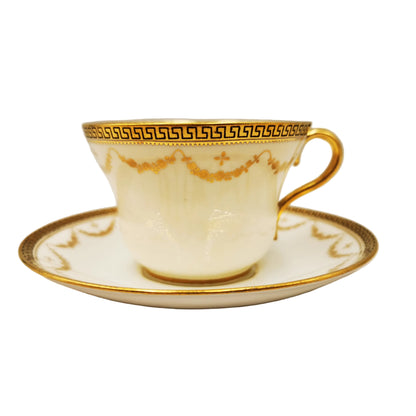 Antique-Star-China-Company-Paragon-2130-Gold-and-White-Bone-China-Teacup-and-Saucer