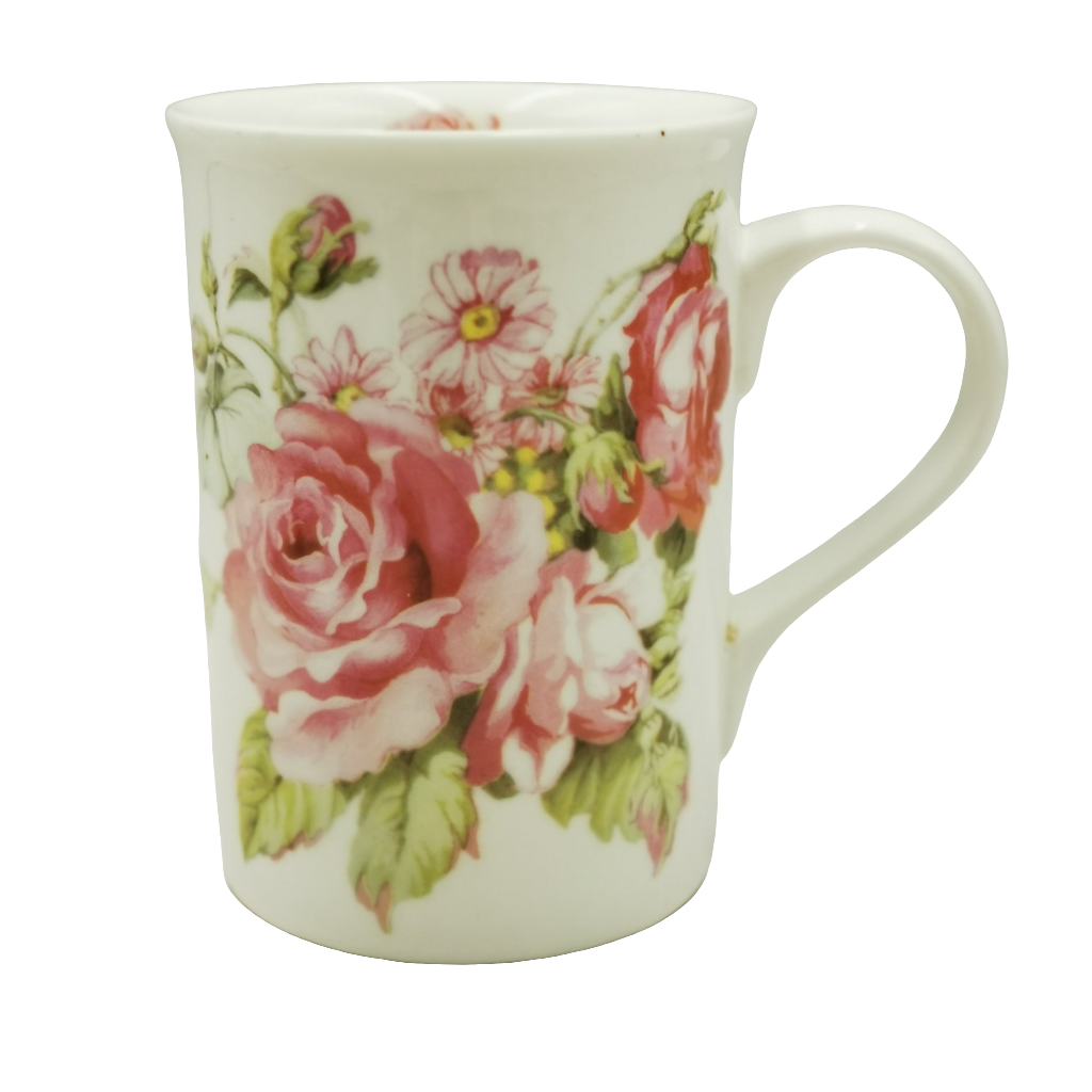 Summer River Porcelain China Cabbage Roses Mug