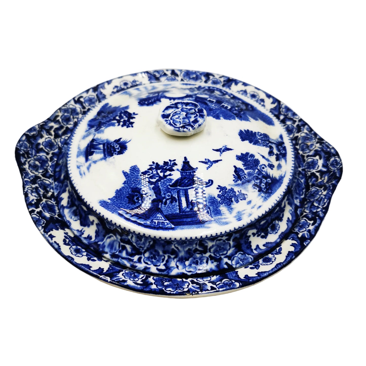 Swinnerton Olde Alton Ware Blue and White China Blue Pagoda Tureen & Lid