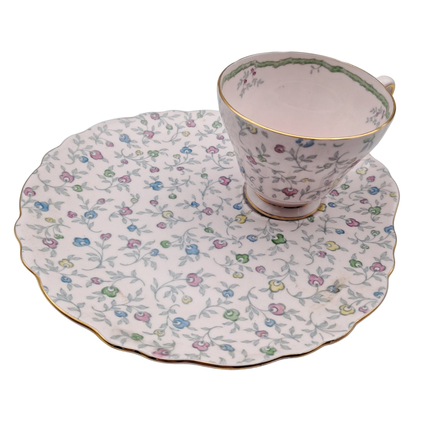 Tuscan Teacup and Saucer Plate by R H & S L Plant China c1950