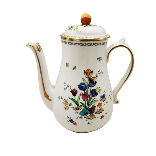 Tuscan-Hand-Painted-Tulips-Coffee-Pot-308-1936-1947-R-H-&-S-L-Plant-Floral-China