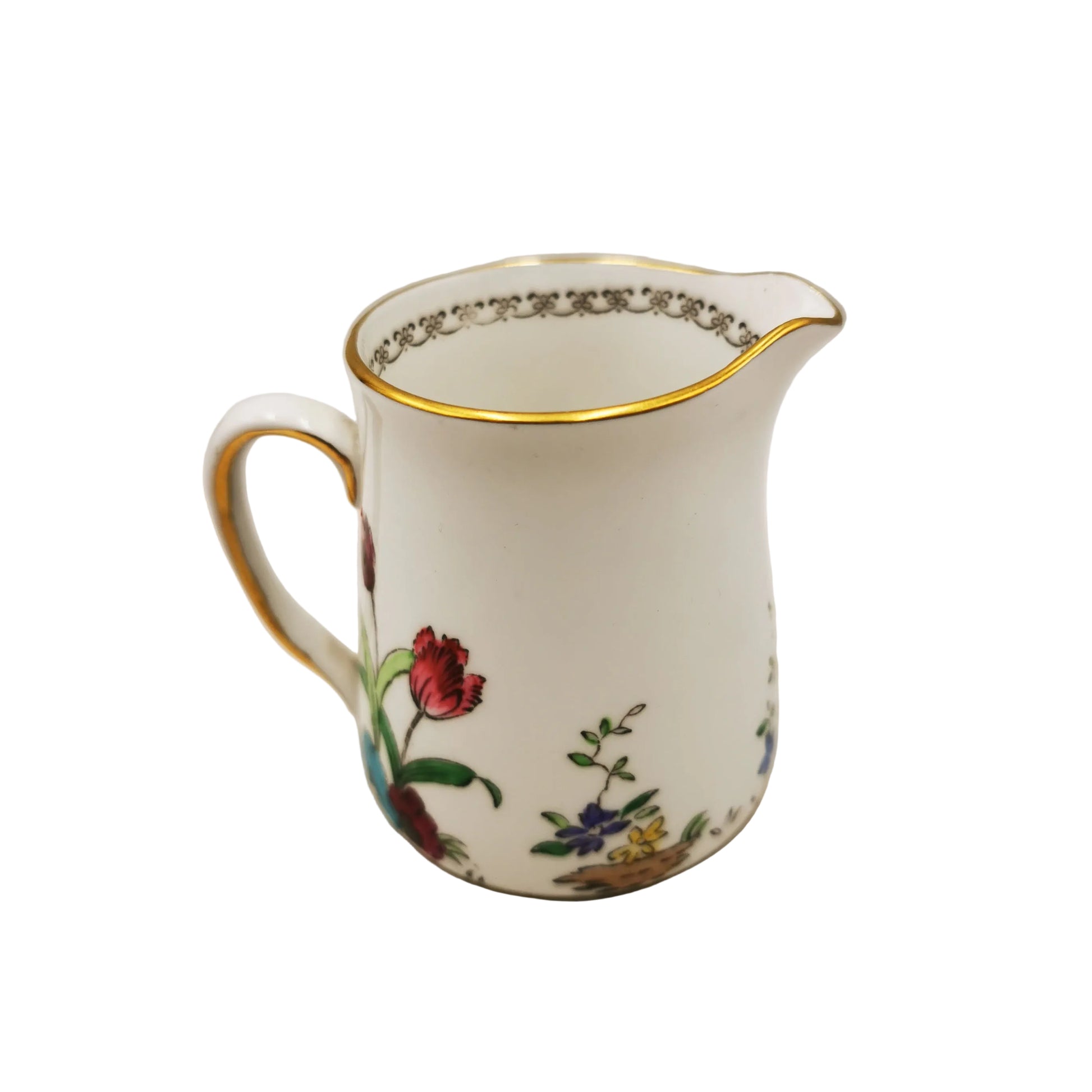 Tuscan-Hand-Painted-Tulips-MILK-JUG-308-1936-1947-R-H-&-S-L-Plant-Floral-China