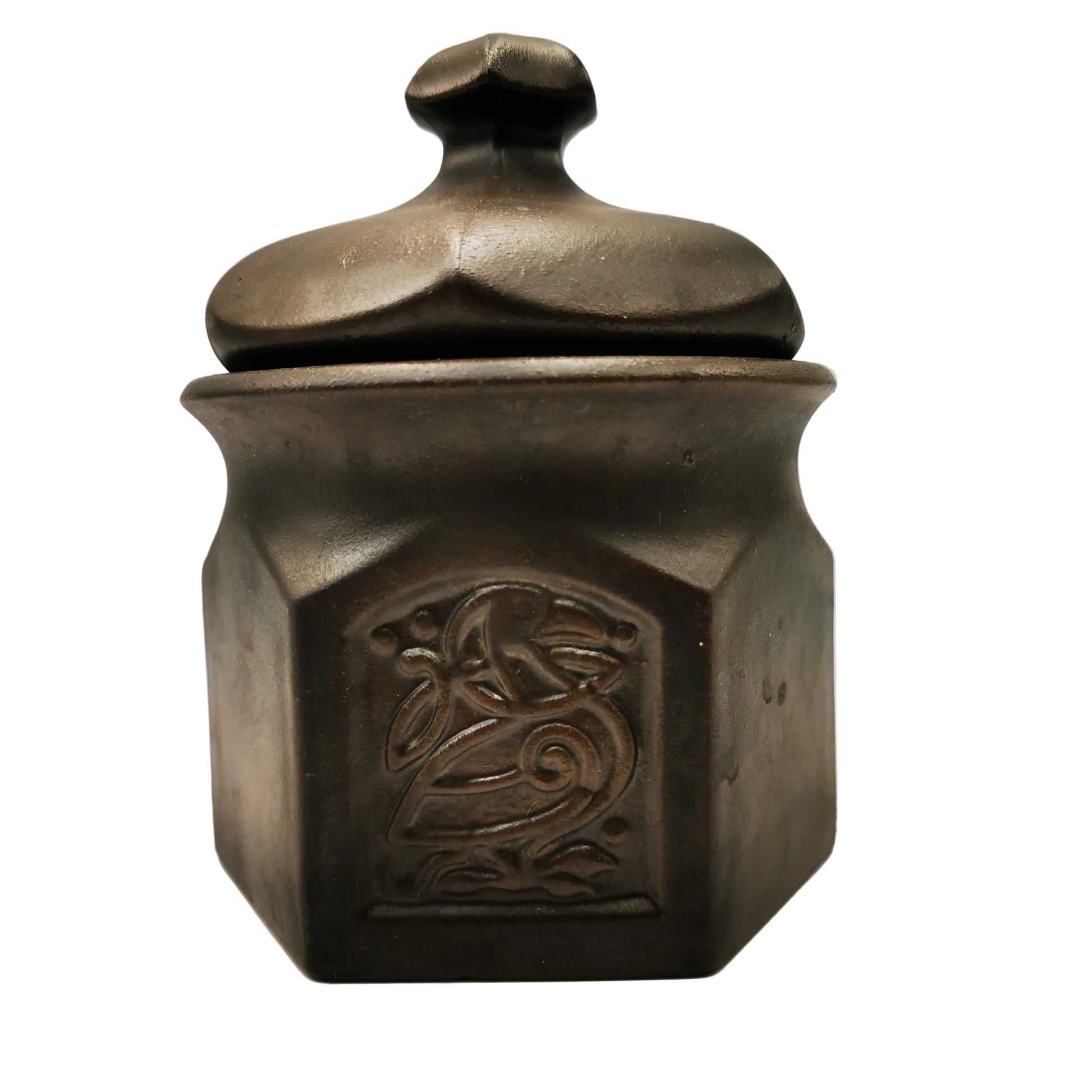 Tyn Llan Wales Pottery Celtic Bird Brown Lidded Sugar Bowl