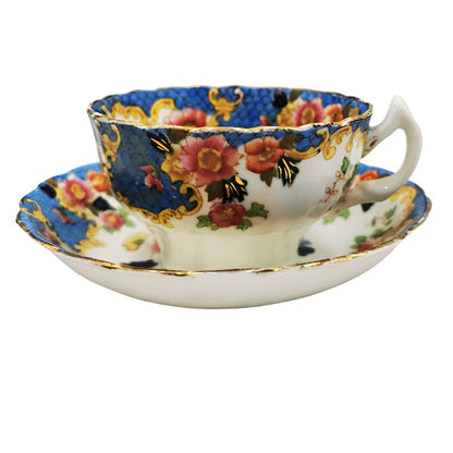 Antique Floral China Gothic Bowl Tea Cup and Saucer