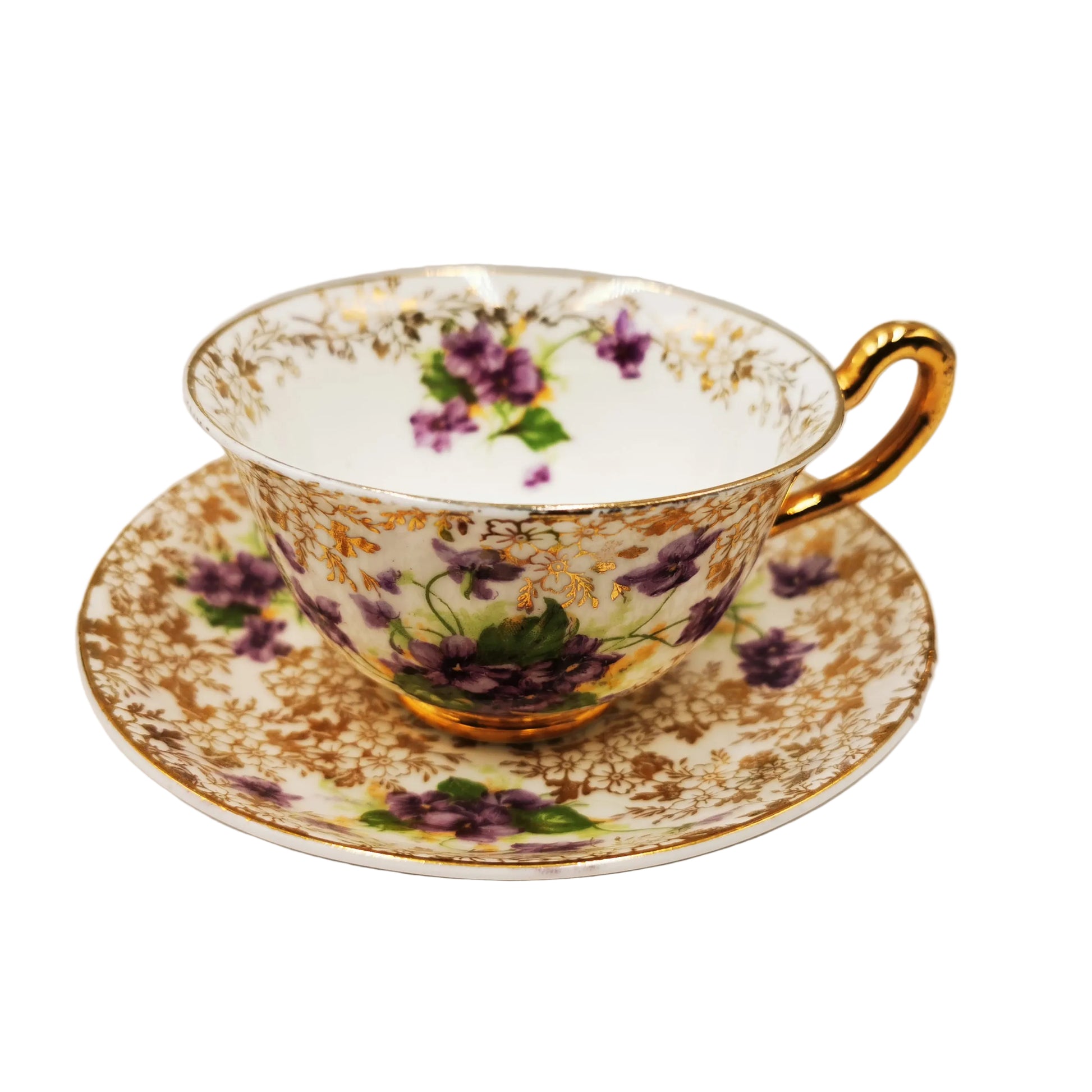 Vintage Charles Amison Victorian Open Bowl Sweet Violets Teacup and Saucer