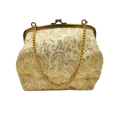 Vintage Evening Bag Cream Pastel & Gilt c1960