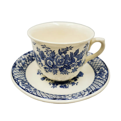 Vintage Masons Ironstone Blue & White Stratford China Teacup & Saucer