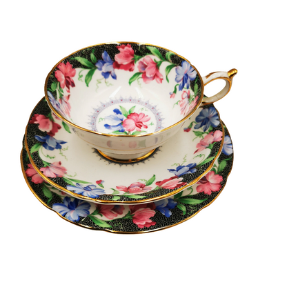 Vintage Paragon Sweet Pea Floral China Teacup Trio