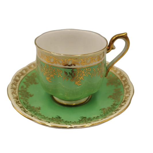 Vintage Royal Albert China 3250 Green Teacup and Saucer