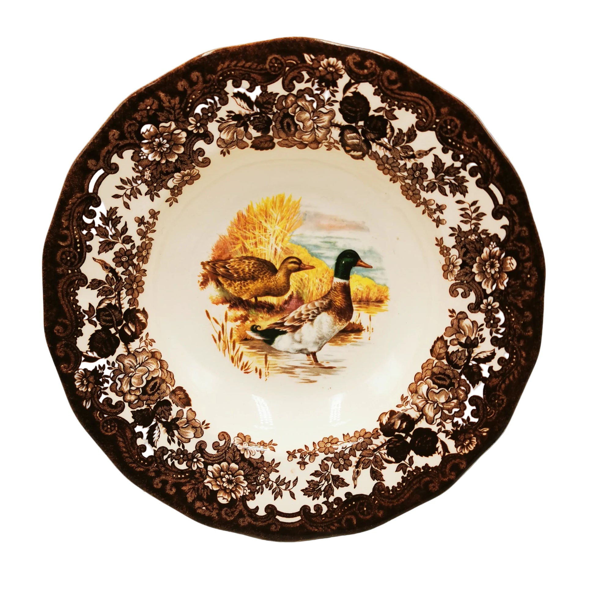 Vintage Royal Worcester Palissy China Game Series Mallard Ducks Soup Bowl