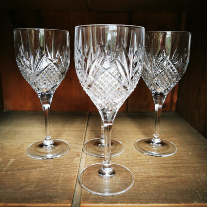 Vintage Set of 4 Lead Crystal Wine Glasses