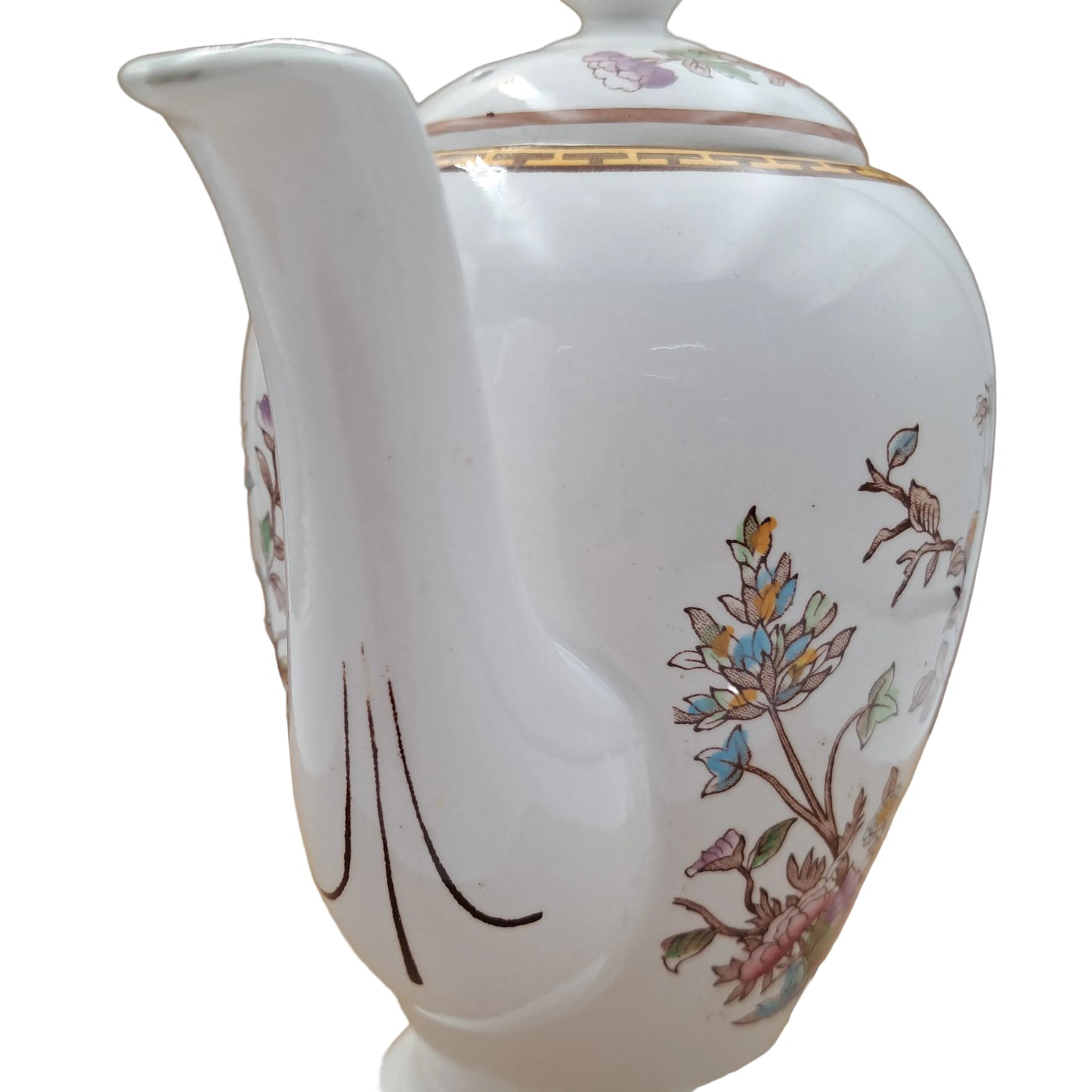 Vintage-Washington-Pottery-Indian-Tree-Coffee-pot-Front-View