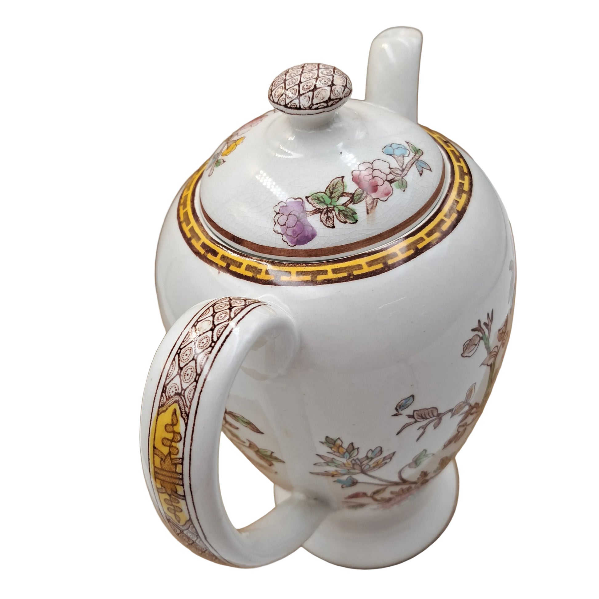 Vintage-Washington-Pottery-Indian-Tree-Coffee-pot-Handle