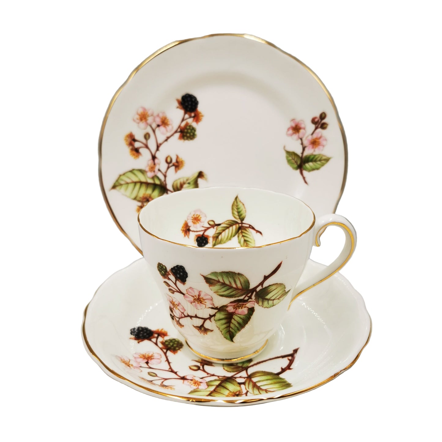 Vintage Adderley China Bramble H545 Teacup Saucer and Side Plate