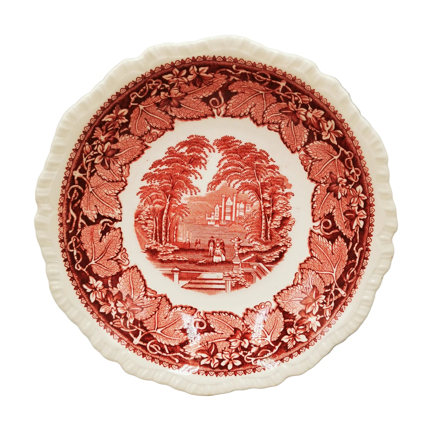 Vintage Masons Ironstone Red & White Vista China 7.5-inch Dessert Bowl