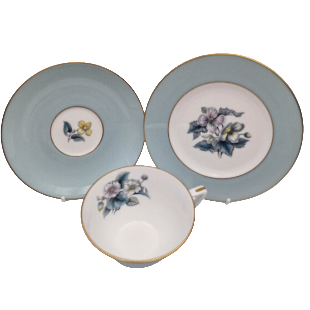 Vintage Royal Worcester Woodland Pattern Tea Cup, Saucer,Side Plate Trio