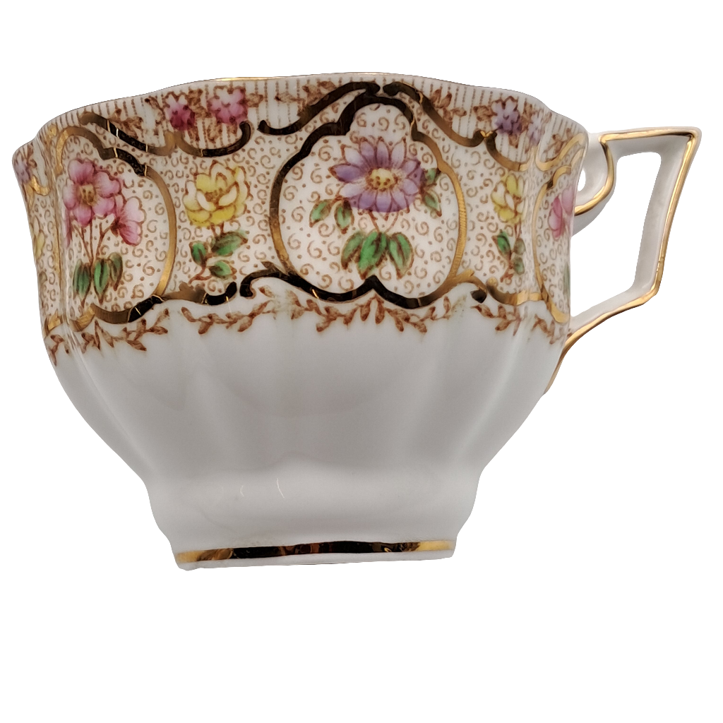 Vintage Salisbury very Rare Decorative Floral and Gilt China Teacup