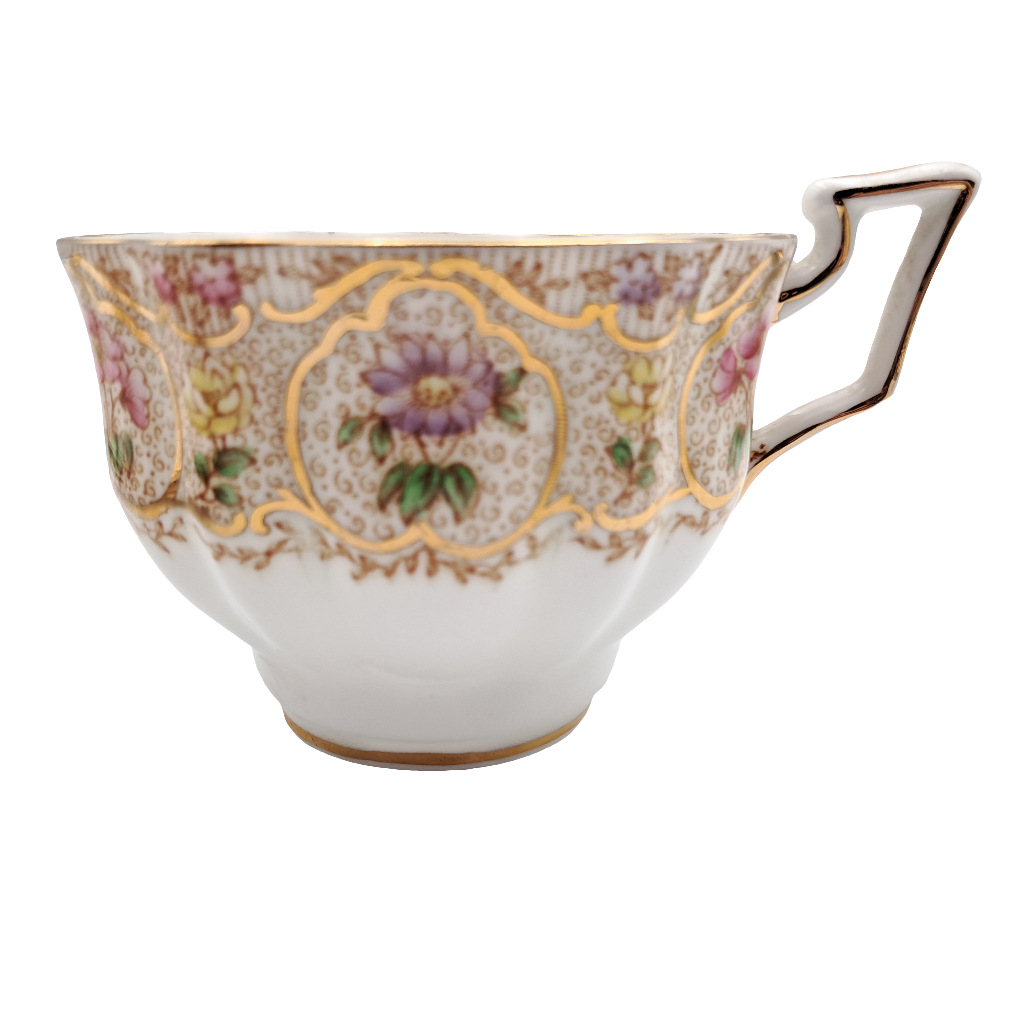 Vintage Salisbury very Rare Decorative Floral and Gilt China Teacup 2