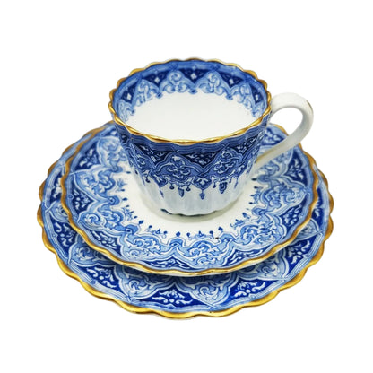 W T Copeland Blue and White Porcelain China 2294 Tea Cup Saucer & Side Plate 1883