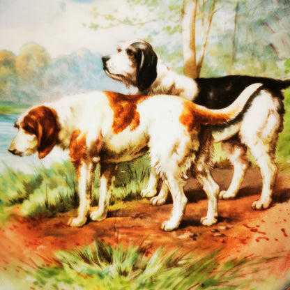 W guerin Limoges Hunting Dog plate