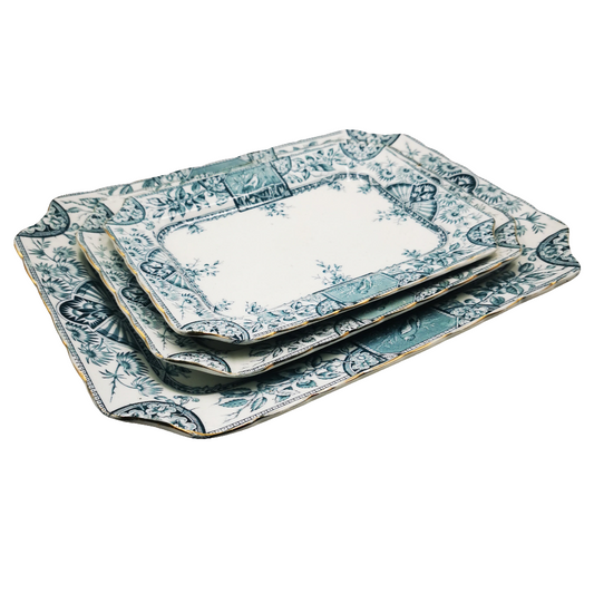 Wallis Gimson & Co Alexandria Antique Blue and White China Platter Set 1885