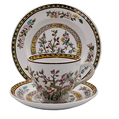 Washington-Pottery-Indian-Tree-China-Tea-Cup-Saucer-&-Tea-Plate-Trio-(crazing)