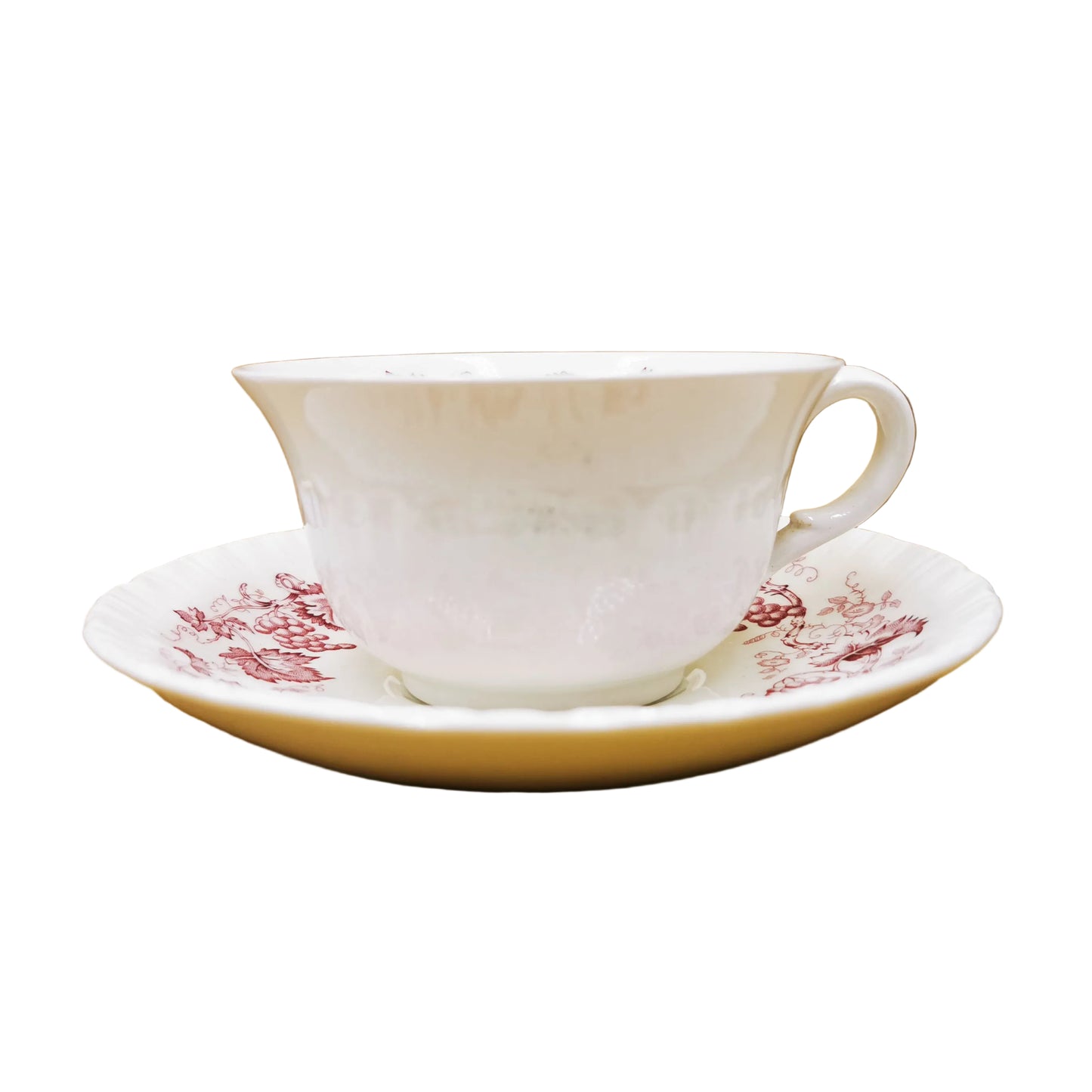 Wedgwood Old Vine Mulberry Purple and White China Teacup and Saucer