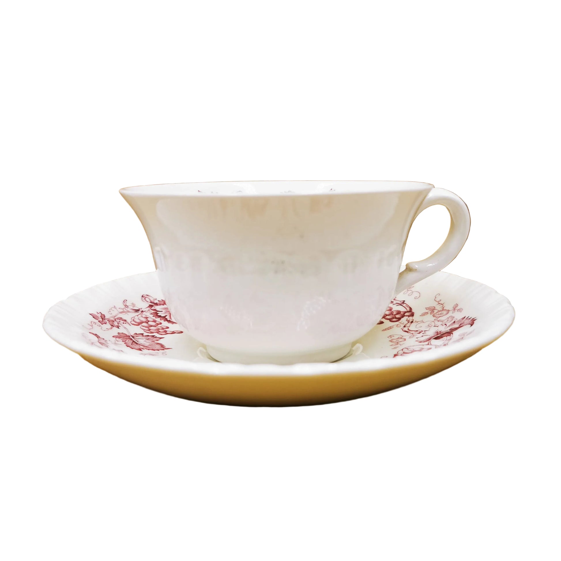 Wedgwood Old Vine Mulberry Purple and White China Teacup and Saucer