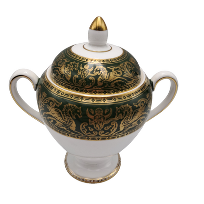 Vintage Wedgwood Florentine Green W4170 Lidded Sugar Pot