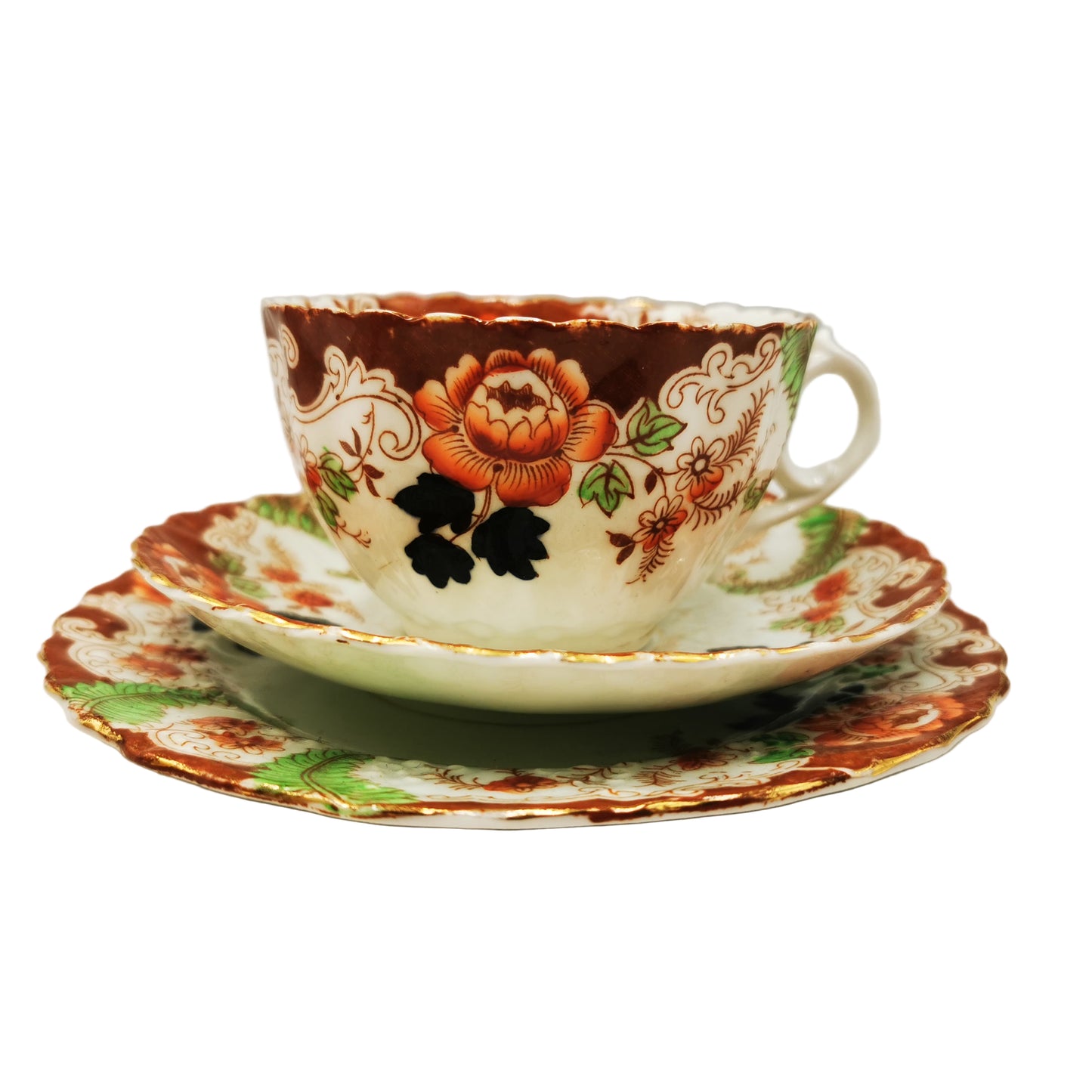 J H Cope & Co Wellington China Imari 1202 Teacup Saucer and Side Plate Trio