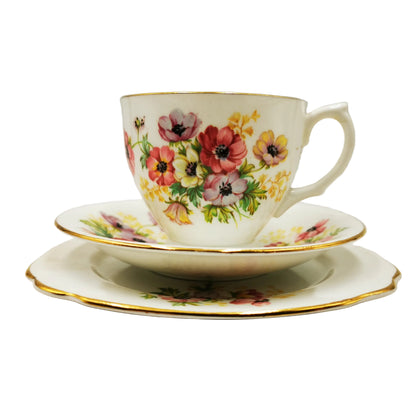 Windsor-Bone-China-Anemone-Bouquet-Teacup-Saucer-and-Side-Plate